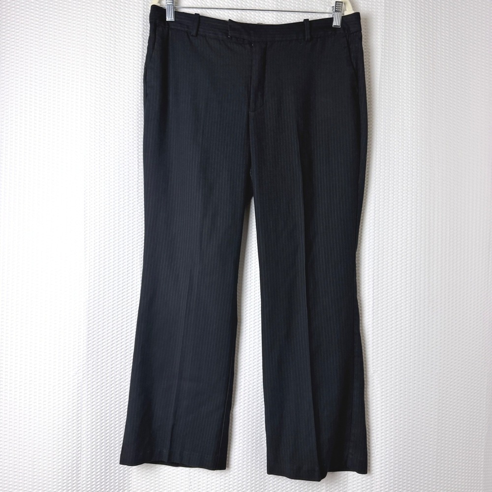 Dockers Dress Pants Women 12M Black Pinstripe Mid Rise Office Work Trousers